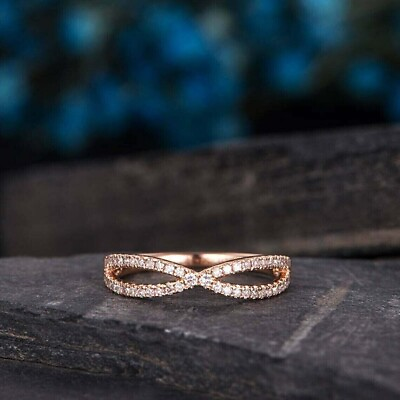 #ad 3 Ct Round Cut Lab Created Diamond Infinity Engagement Ring 14K Rose Gold Finish $78.74