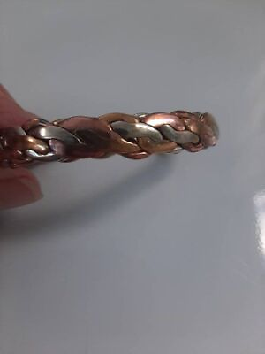 #ad Ladies Brass Copper Sterling cuff bracelet Native American Retro bangle 26 gr $50.00