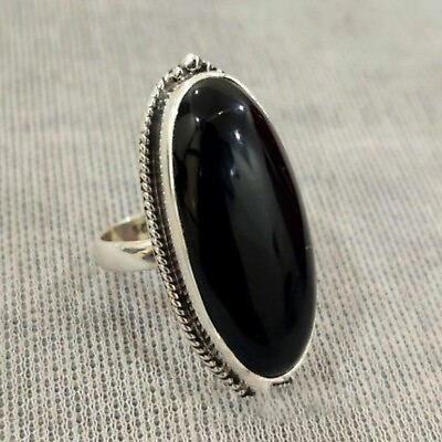 #ad Charming Black Onyx 925 Sterling Silver Black Friday Ring Jewelry SS 253 $12.94