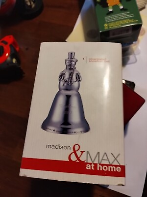 #ad MADISON amp; MAX AT HOME SILVERPLATED CHRISTMAS SNOWMAN BELL 2001 $10.50