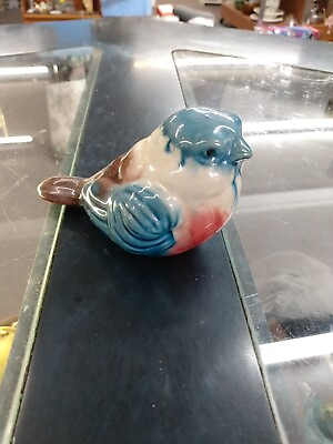 #ad Vintage Art Pottery Bird Mid Century Drip Glaze BlueWhiteamp; Pink $7.00