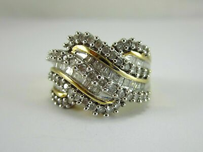 #ad 1Ct Round Simulated Diamond Yellow Gold Plated Silver Cluster Wedding Band Ring $118.99