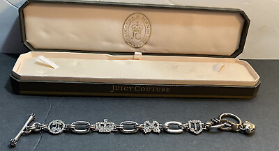 #ad Juicey Couture Silvertone Rhinestone Charm bracelet $19.49