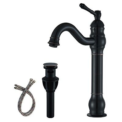 #ad Oil Rubbed Bronze Bathroom Vessel Sink Faucet Waterfall Vanity Mixer with Drain $38.29