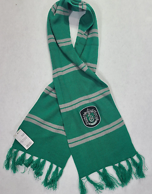 #ad Wizarding World Of Harry Potter Slytherin Scarf Kelly Green Gray Striped New $14.99