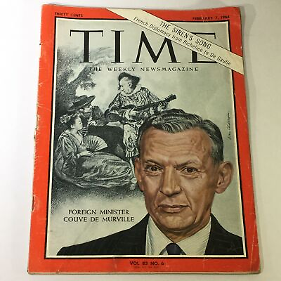 #ad VTG Time Magazine February 7 1964 Foreign Minister Couve De Murville $13.45