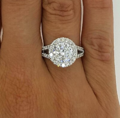 #ad Birthday Anniversary Halo Lady Ring 14K White Gold Round Cut Lab Created Diamond $276.00