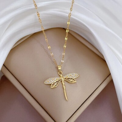 #ad 18K Gold Plated Dragonfly Pendant Necklace for WomenDragonfly Necklace $11.99