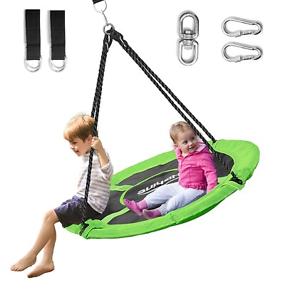 #ad Hishine 43quot; Saucer Tree Swing for Kids 360° Rotate Waterproof swing green $58.00