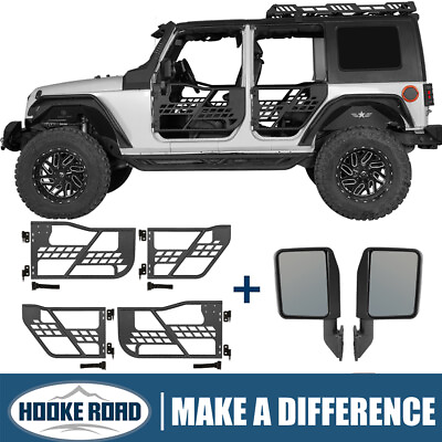 #ad Hooke Road 4Pcs FrontRear Tubular Doors Pair Mirror Fit 07 18 Jeep Wrangler JK $289.79
