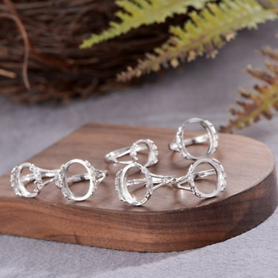 #ad Multi Size Oval Ring Blank 925 Silver Ring Base Adjustable Ring Setting R989B $7.98