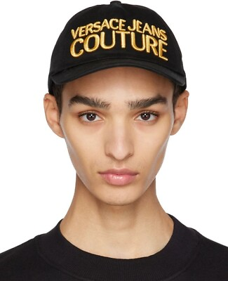 #ad Versace Jeans Couture Black Logo Classic Embroidered Unisex Cap Adjustable Hat $120.00