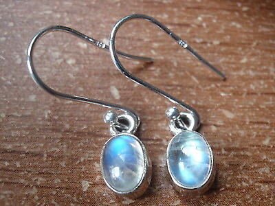 #ad Very Small Moonstone 925 Sterling Silver Oval Earrings $16.99