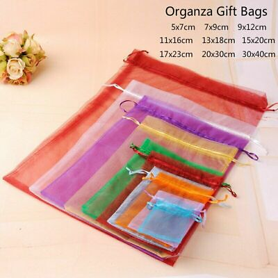 10x Sheer Organza Wedding Party Favor Gift Candy Bags Jewelry Pouches Decoration C $4.49