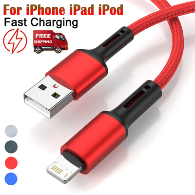 #ad Heavy Duty Fast Charging USB Charger Cable For iPhone 11 12 13 14 Pro 7 8 6 Cord $7.46