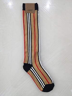 BURBERRY Women#x27;s stripe long Cotton Socks $25.00