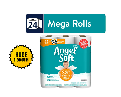 Angel Soft Toilet Paper 24 Mega Rolls 2 ply Bath Tissue Free Shipping *New $15.90
