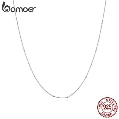 BAMOER Authentic s925 Sterling silver Simple Necklace Chain For Women Jewelry $11.50