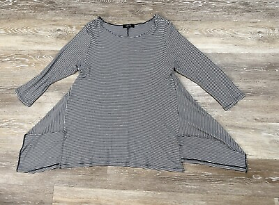 #ad Comfy USA Sz S Black Rubbed Asymmetrical Blouse T Shirt Tee Top Tunic $52.49