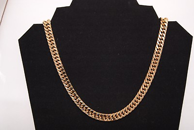#ad Real 24K Gold Layered Double Curb 10MM Chain Necklace W Free Lifetime Guarantee $91.99