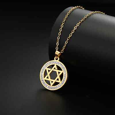 #ad #ad Zircon Star of David Choker Necklace for Women Stainless Steel Hexagram Jewelry $6.29