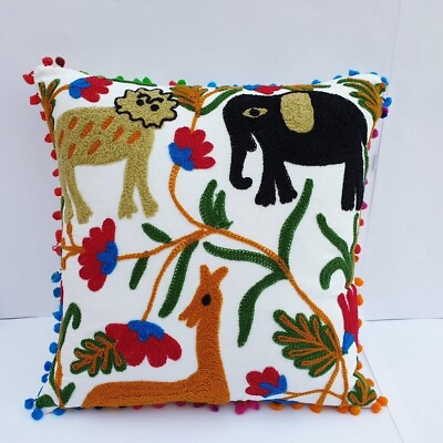 #ad Throw Pillow Case Embroidered Home Decor Sofa Cushion Ccver 18 X 18 Inch $16.99