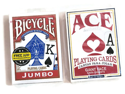 #ad 2 Sets Jumbo Giant Face Poker Decks of Playing Cards Bicycle amp; Ace New $22.99