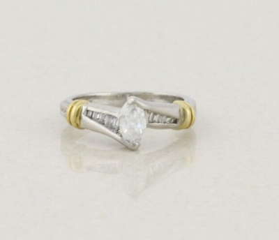#ad Platinum amp; Yellow Gold .37 Carat Diamond Ring Size 5 1 2 $561.00