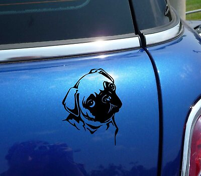 #ad PUG HEAD PORTRAIT DOG CUTE FUNNY DECAL STICKER ART CAR WALL DECOR $3.48
