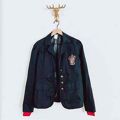 #ad Harry Potter Men#x27;s Black Red Gryffindor Button Front Coat Jacket Size Large $19.95