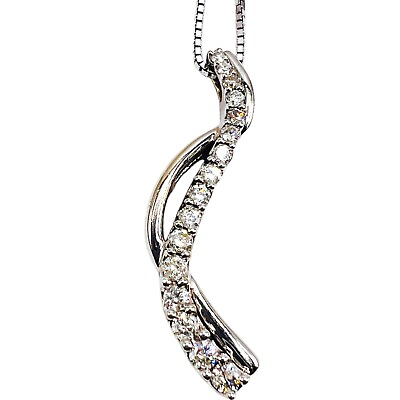 #ad 14k White Gold Diamond 1.00 CT Diamond Swirl Drop Pendant Necklace Chain 18quot; $4814.19