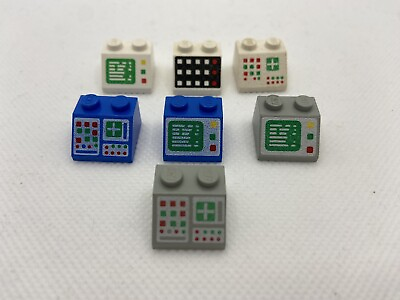 #ad 7 LEGO Classic Space Computer Screen Lot Printed 2x2 slope Control Panel $16.50
