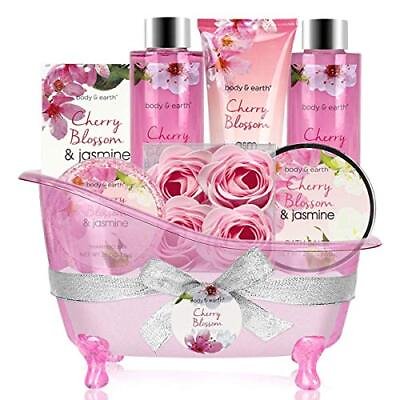 Gift Basket for Women Spa Bodyamp;Earth 8 Pcs Bath Sets with Cherry Blossomamp;Jas... $34.30
