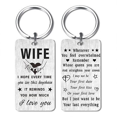 #ad Gifts for Wife Romantic To My Wife Keychain from Husband Wife Mother#x27;s Day Gift $16.59