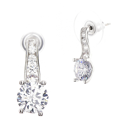 #ad Buyless Fashion Women And Girls Wedding Dangle Earrings White Stones CZ Gift Box $7.47