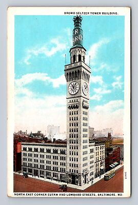 #ad Baltimore MD Maryland Bromo Seltzer Tower Building Antique Vintage Postcard $7.99