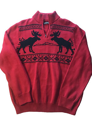 #ad Chaps Moose Sweater Lg Red 1 4 Zip Lloyd amp;Harry Cosplay Dumb amp; Dumber $29.00