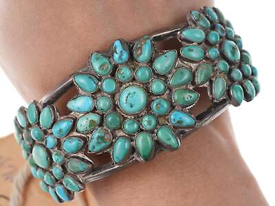 #ad Dead Pawn Native American Silver Turquoise cluster cuff $2094.75