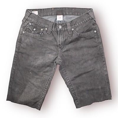 #ad True Religion Black Denim Y2K Shorts Vintage Size 33 Waist FLAWS SEE PHOTOS $28.00