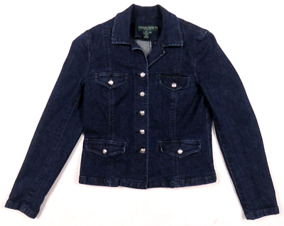 #ad Lauren Ralph Lauren Jeans Co Women#x27;s Full Button Denim Coat Jacket Petite Medium $30.99