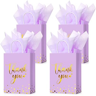 #ad 30 Pcs Thank You Gift Bags with Tissue Paper Gold Thank You Wedding Bags with... $33.29