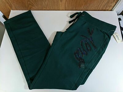 #ad Aeropostale Aero Sequin Bling Skinny Sweatpants LARGE NWT NEW Forest Green $59.95