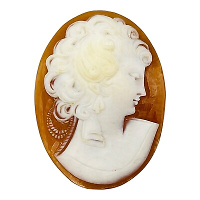 #ad Antique Victorian Carved Portrait Cameo Shell For Pin Or Brooch Pendant RARE $199.95