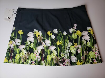 #ad Women#x27;s Black Plus Satin Photo Floral Skirt size 3X Victoria Beckham Target $25.00