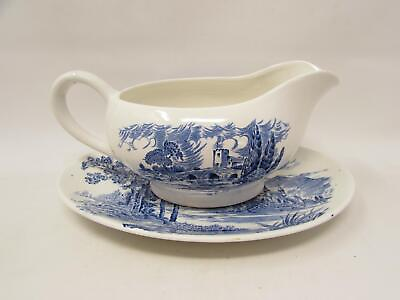 #ad Vintage Countryside Blue by Wedgwood Gravy Boat Blue English Scenes b114 $41.99