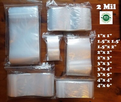 #ad Clear Top Lock Zip Seal Plastic Bags 2Mil Reclosable Jewelry Pill Small Mini Bag $6.49