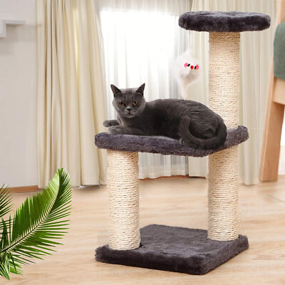 #ad 15.8quot; Small Cat Tree Scratching Tower Post Scratcher For Pet Scratching Rest Toy $19.49