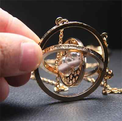 #ad Harry Potter Hermione Granger Rotating Time Turner Necklace Hourglass Chain $7.49