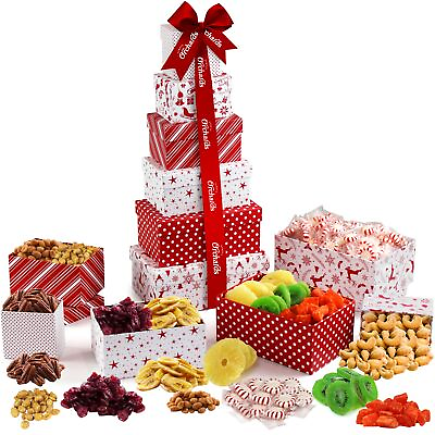 #ad Christmas Gift Basket Tower with Dried Fruits amp; Nuts Gourmet Cravings Indul... $36.09