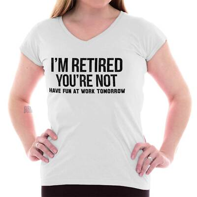 #ad #ad Funny Retired Happy Retirement Gift No Work Womens Fitted V Neck Graphic Tees $19.99